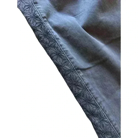 Anthropologie Grey Chinos with Floral Embroidered Detail Straight Leg Pants - Picture 3 of 8